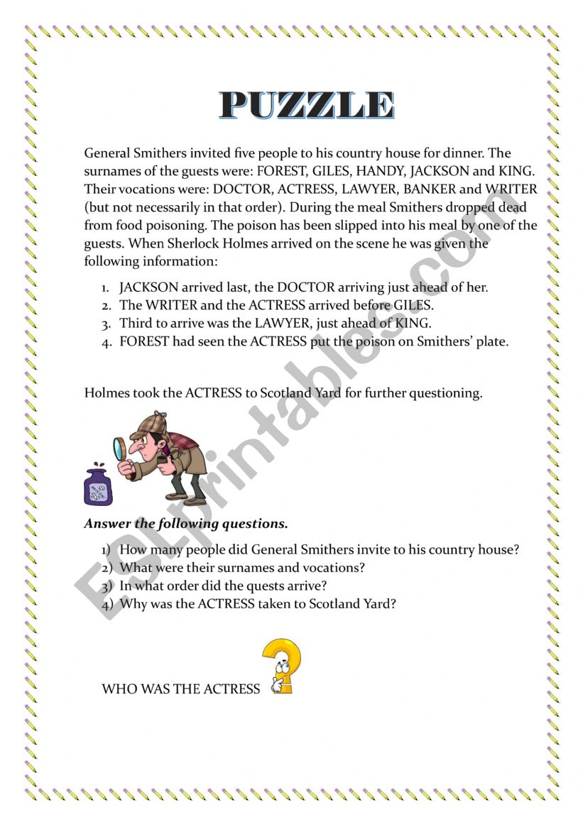 PUZZLE worksheet