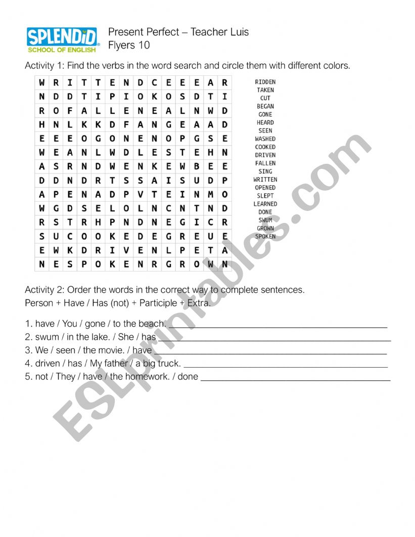 Children Present Perfect worksheet