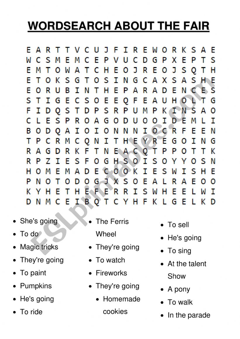 FAIR WORDSEARCH worksheet