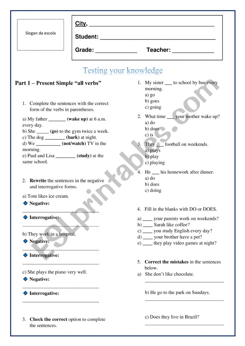 Simple Present Exercise worksheet