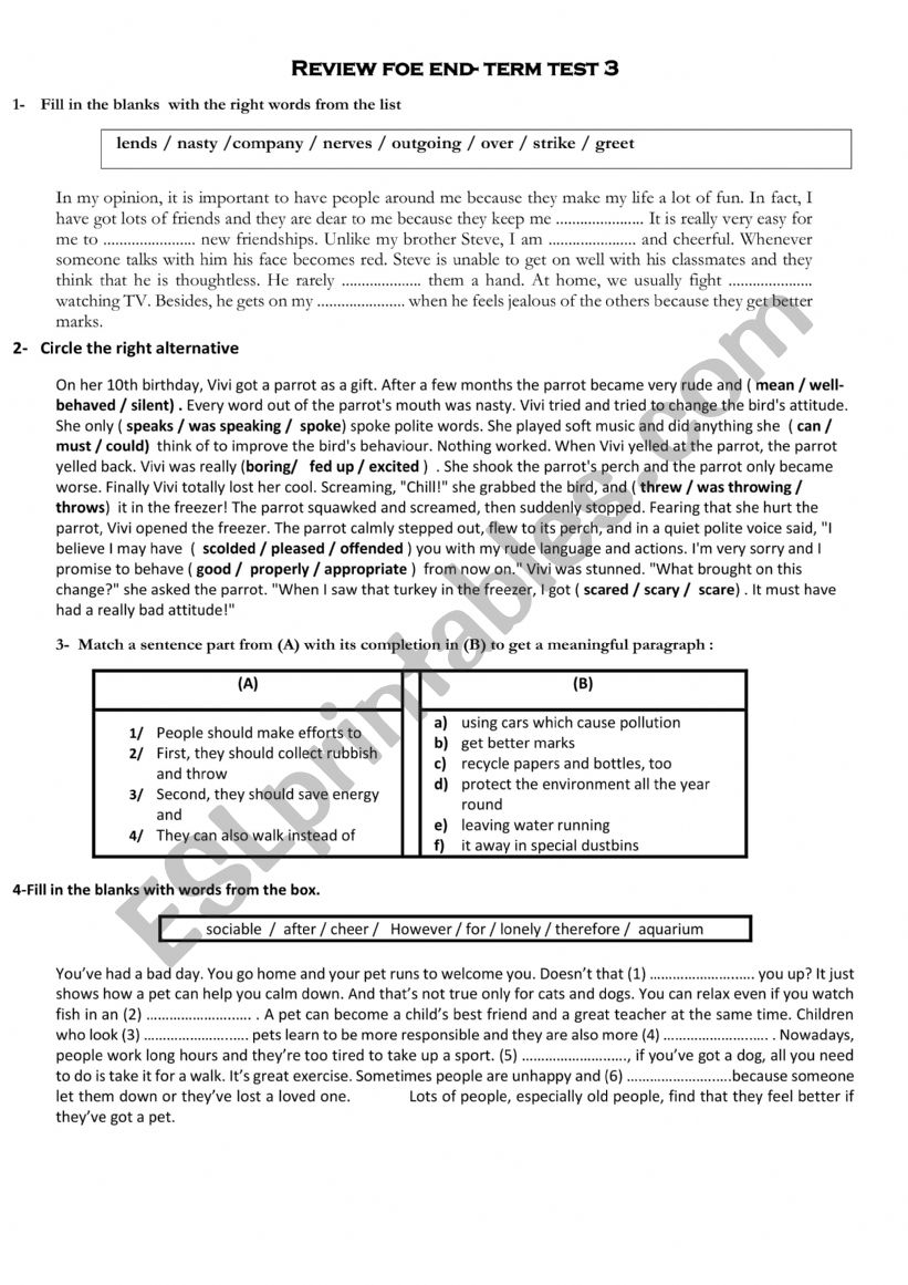 Review worksheet