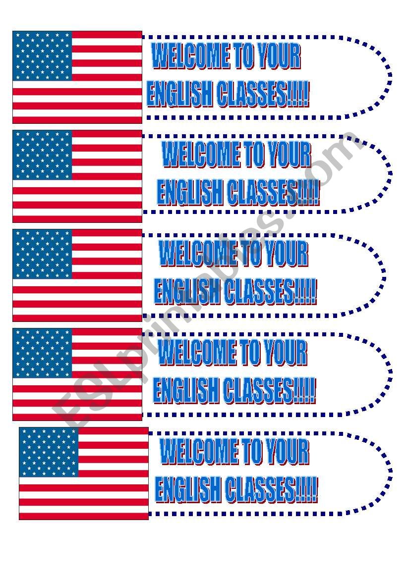 Book Marker: Welcome to your English classes