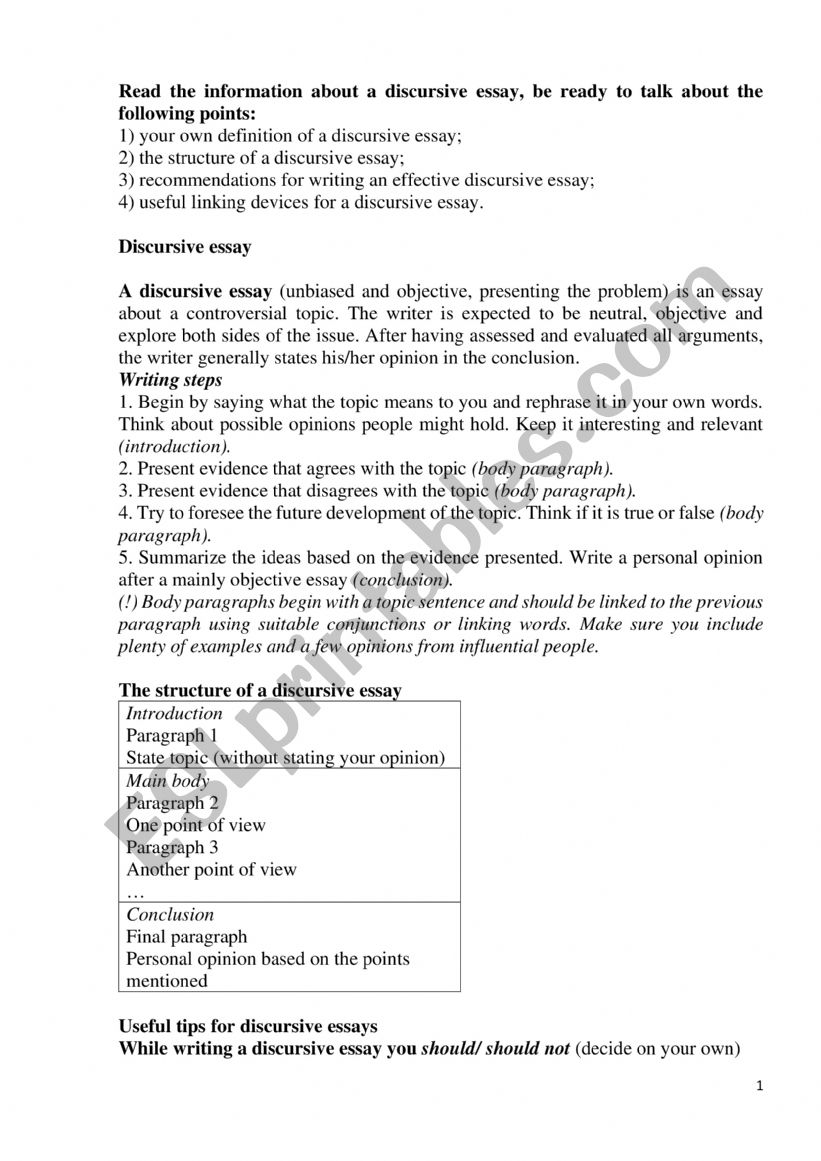 Descriptive essay worksheet