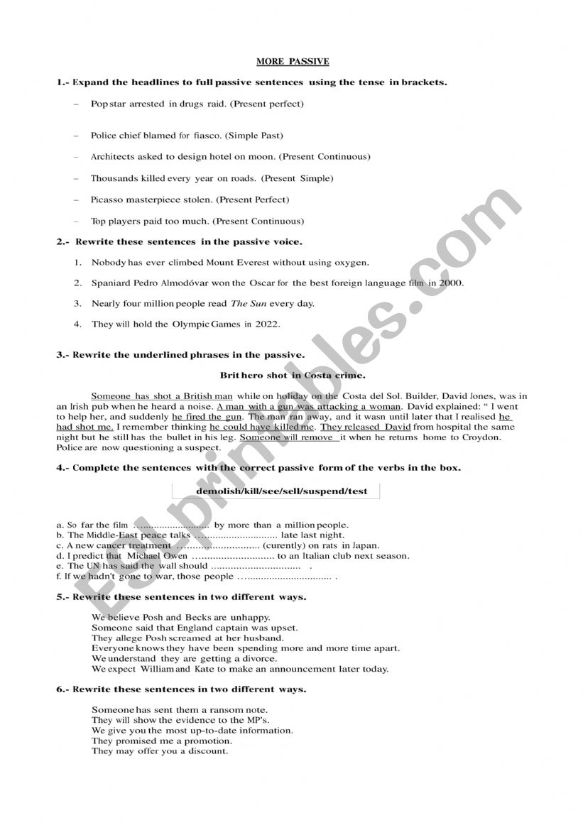 Passive Voice Practice worksheet