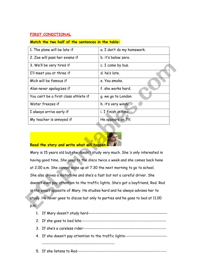 First Conditional worksheet