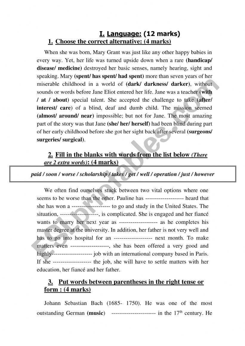 2nd year secondary education language part mid term test 3