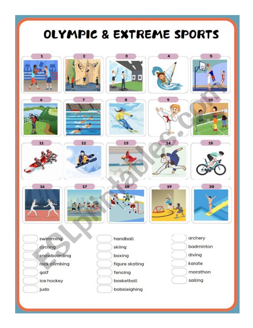 Olympic and Extreme Sports worksheet