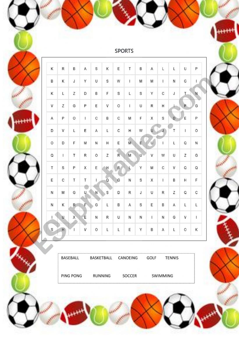 Sports worksheet