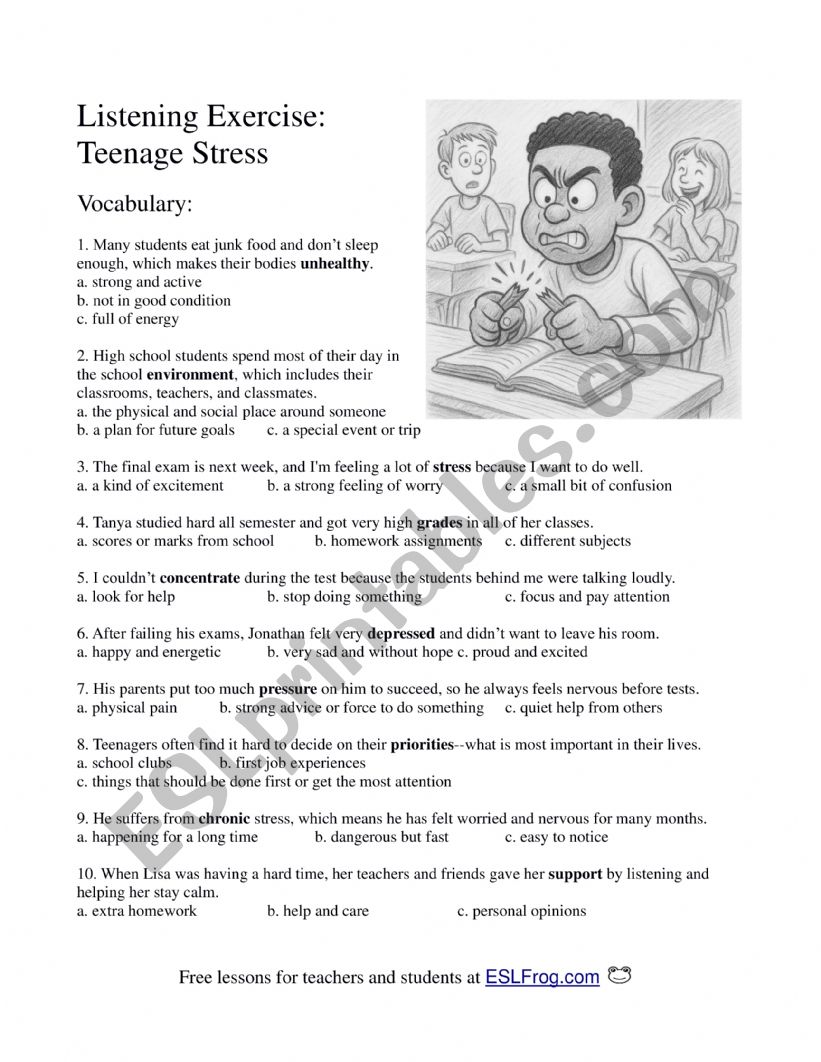 Teenage Stress - Listening Exercise