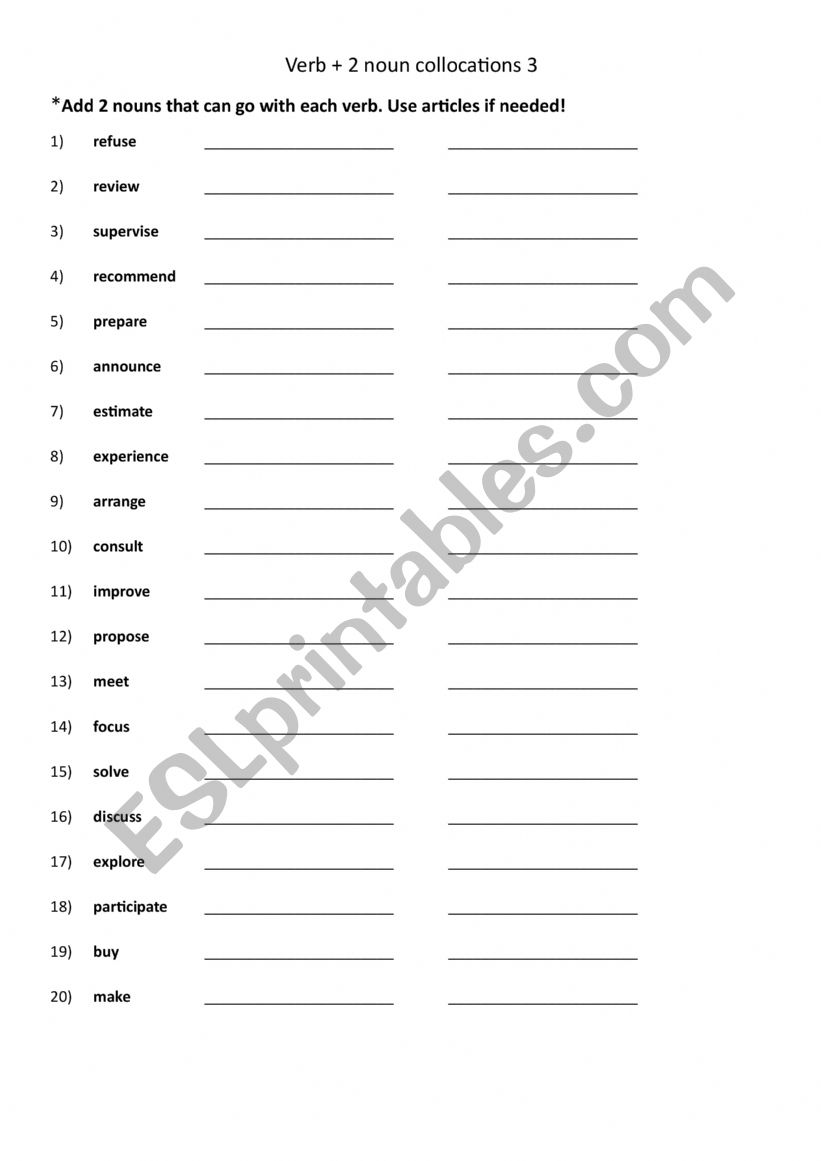 Verb + 2 noun collocations 3  Warmer,  cooler or revision