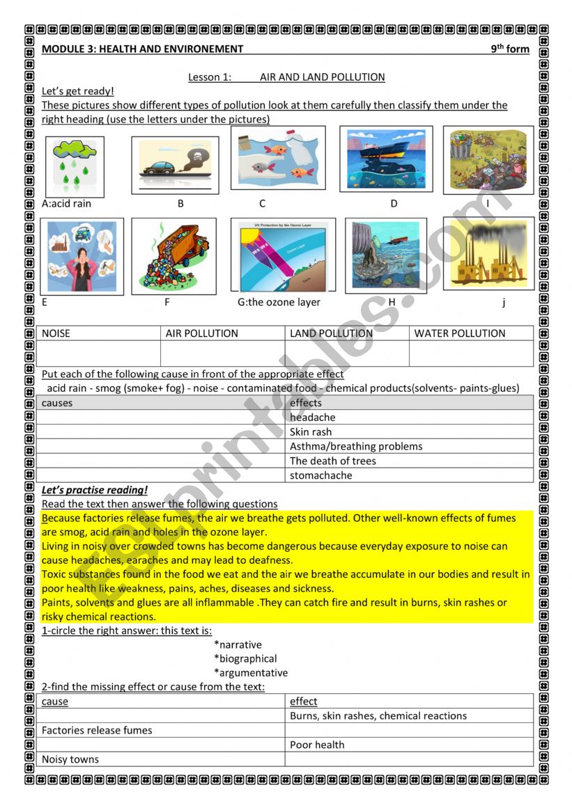 module 3 lesson1:air and land pollution