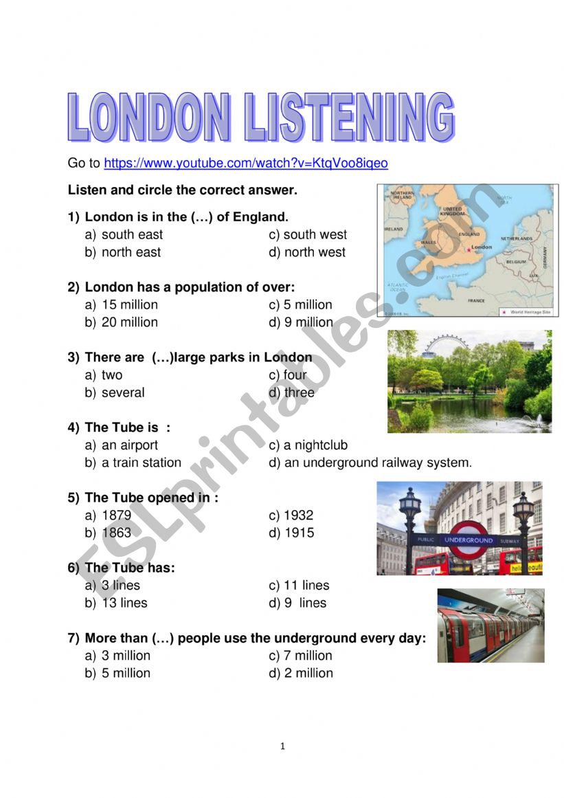 Watch a video about London and do the multiple choice quiz