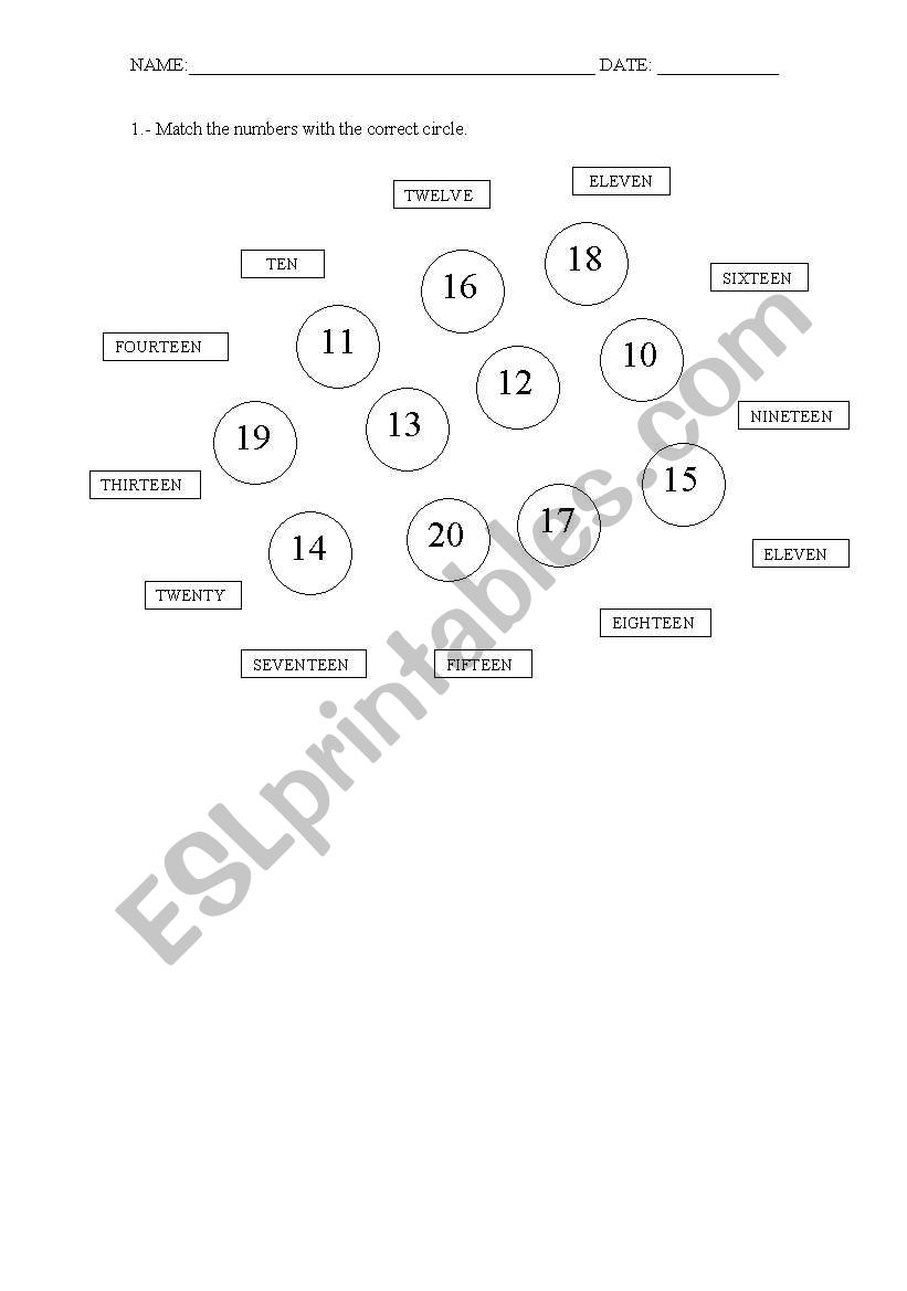 Numbers worksheet
