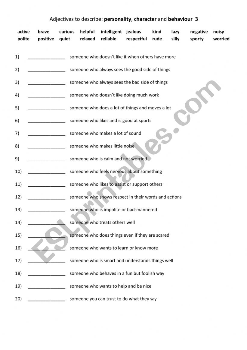 Adjectives to describe personality, character and behaviour 3
