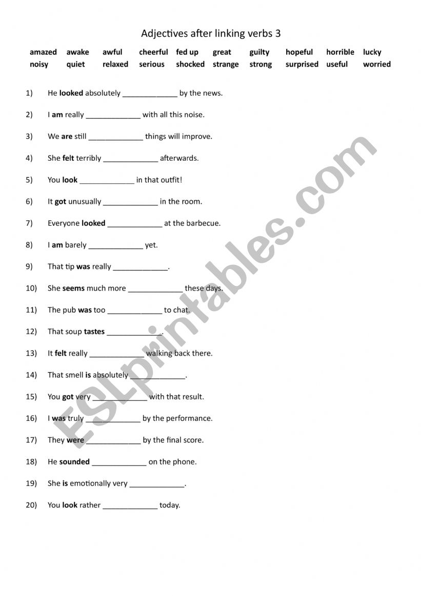 A2-B1 Adjectives after linking verbs 3