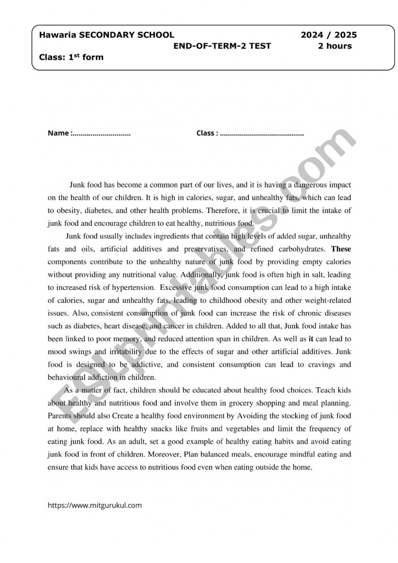 teacher worksheet