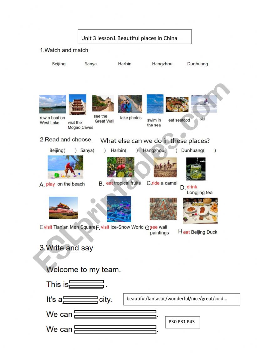 Travel in China worksheet
