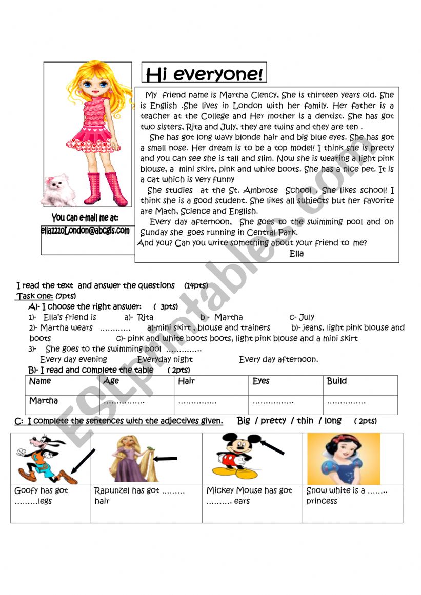 physical description worksheet