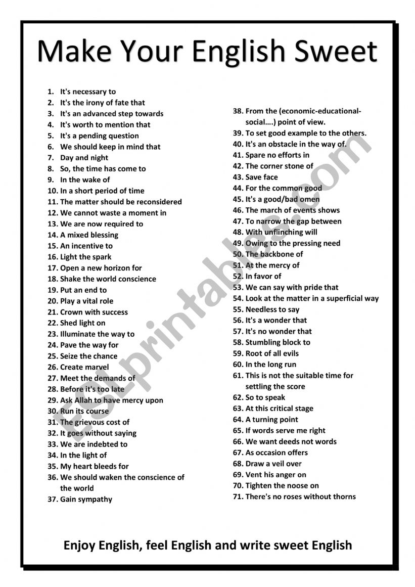 Beautiful Sentences worksheet