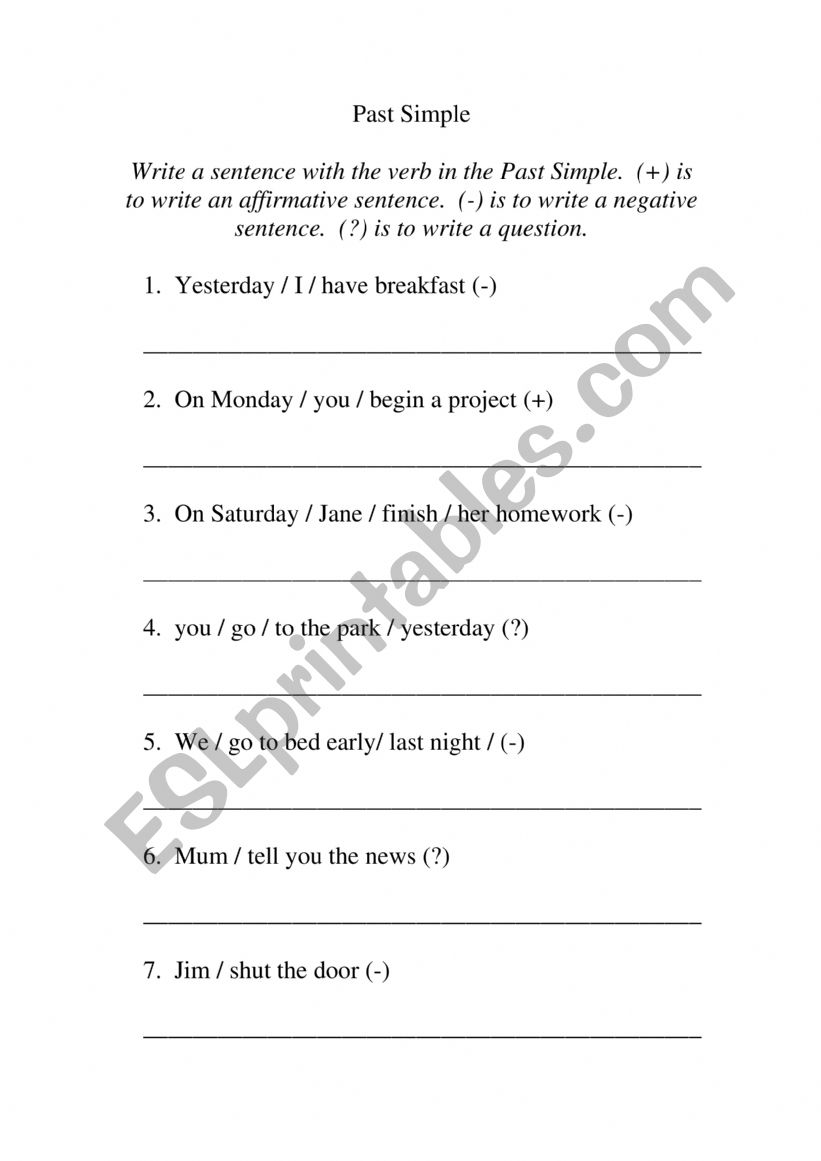 Past Simple Sentences and Questions