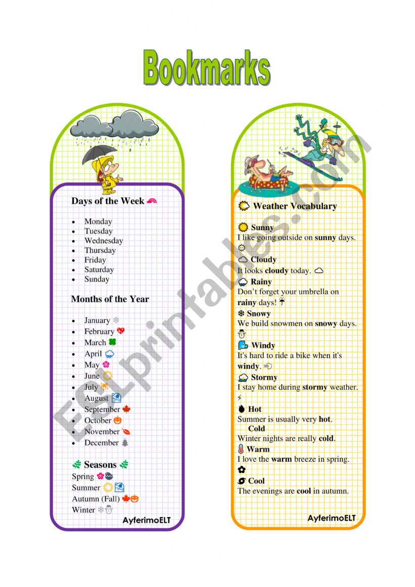 Time, Seasons & Weather Vibes worksheet