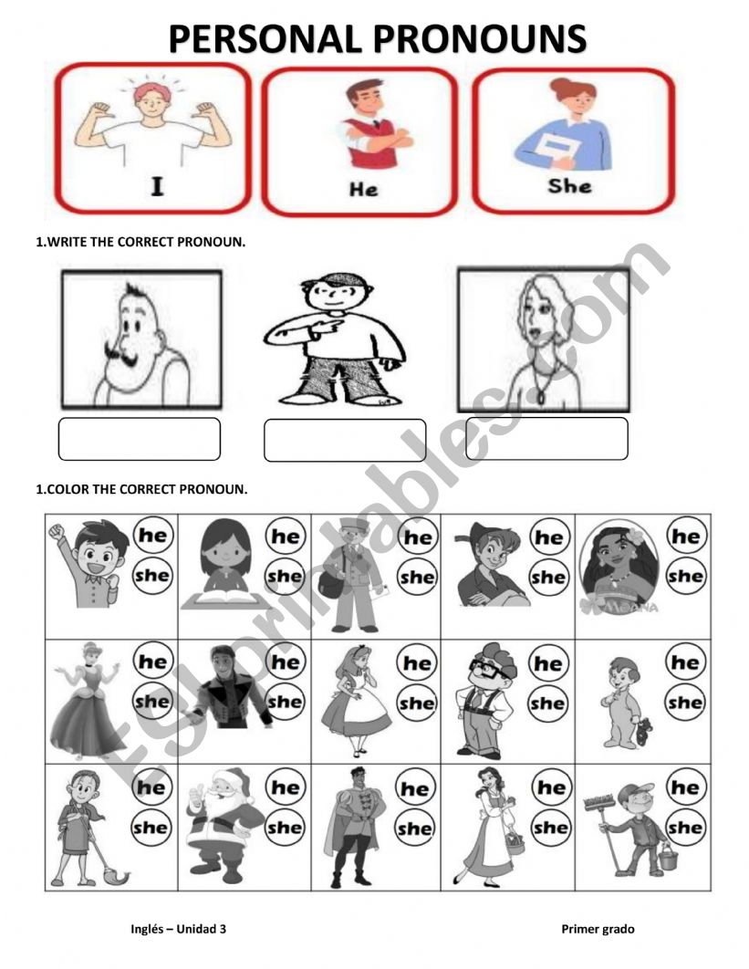 PERSONAL PRONOUNS worksheet