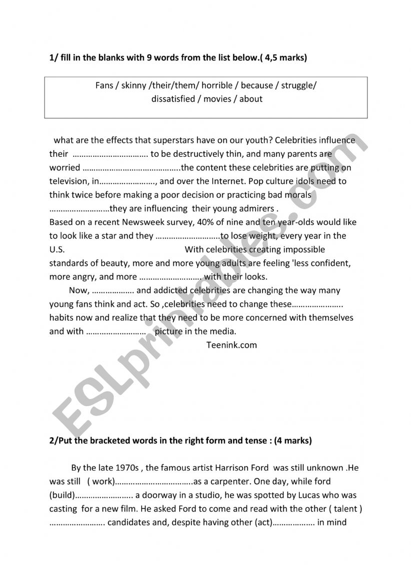 language tasks for 1st year secondary education