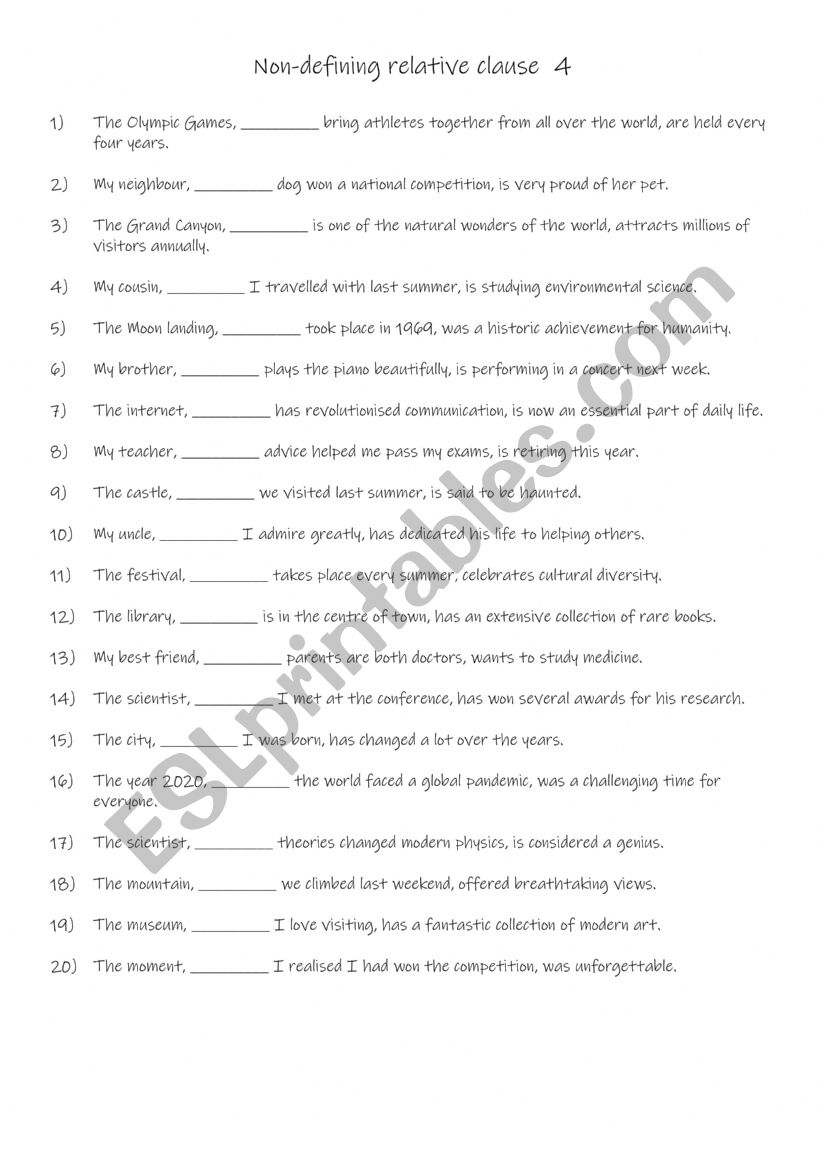 Non-defining relative clause  4
