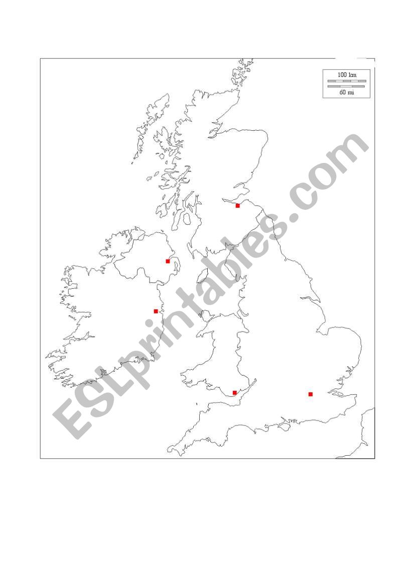 The British Isles - blank map worksheet