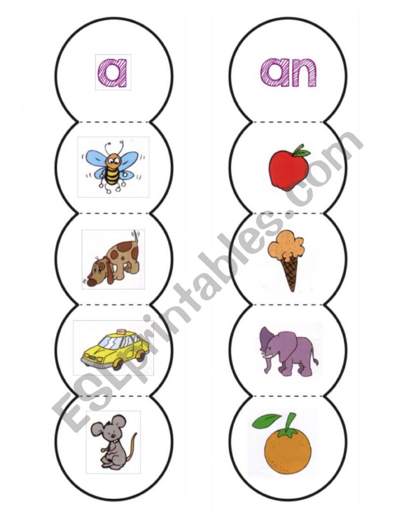 �a or an� - interactive notebook cut-out