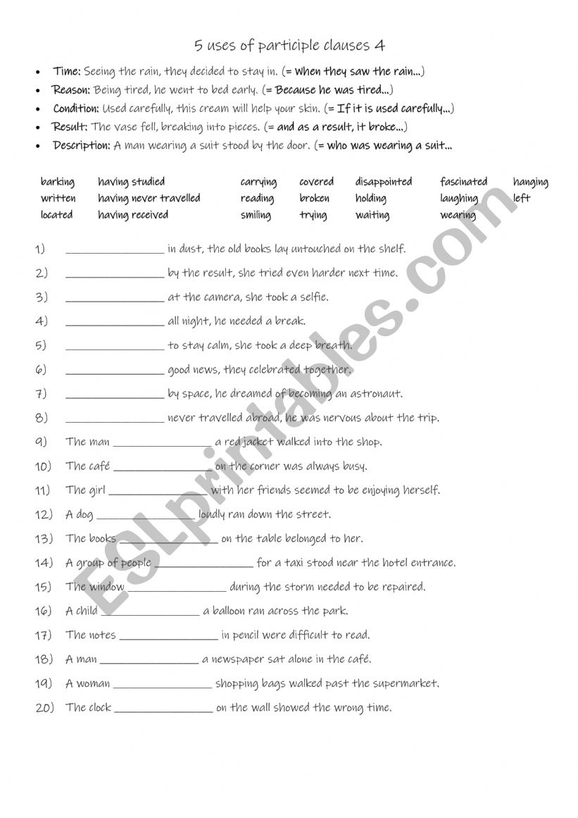 5 uses of participle clauses 4
