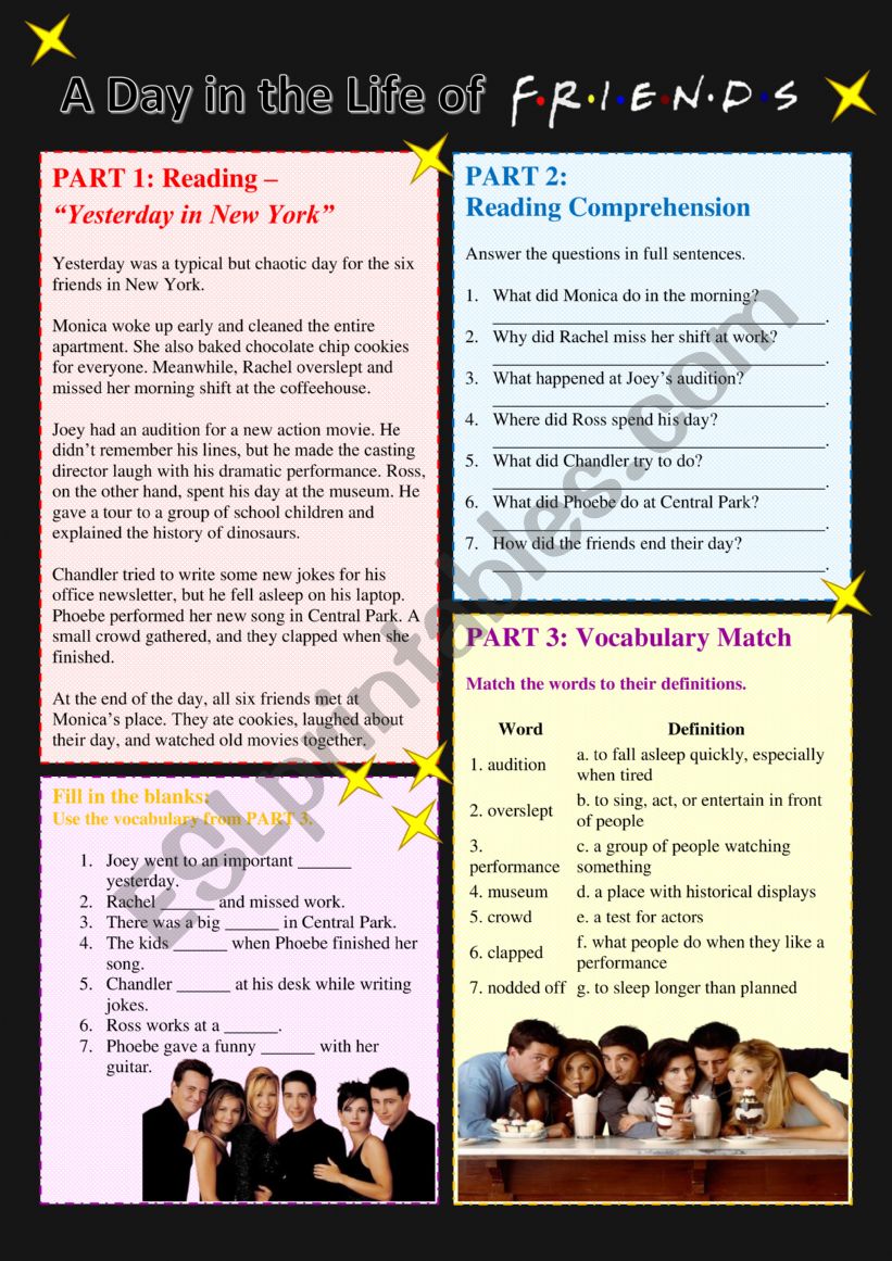 A day in the life of friends worksheet
