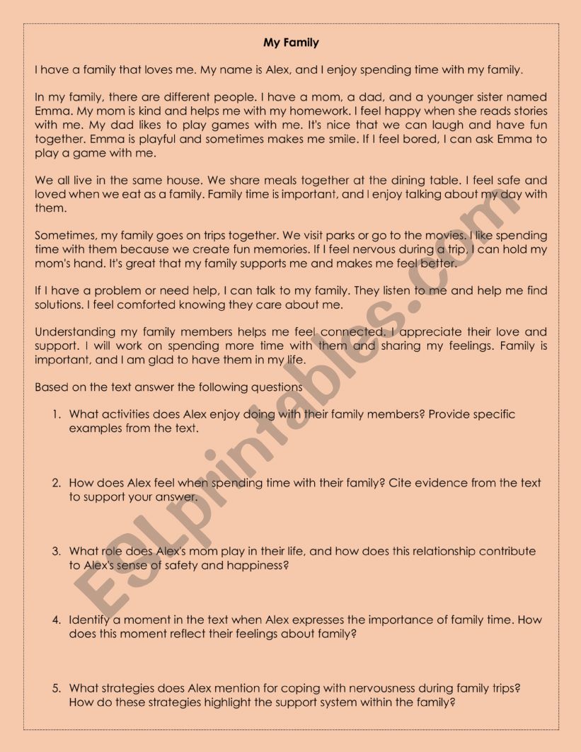 MY FAMILY worksheet