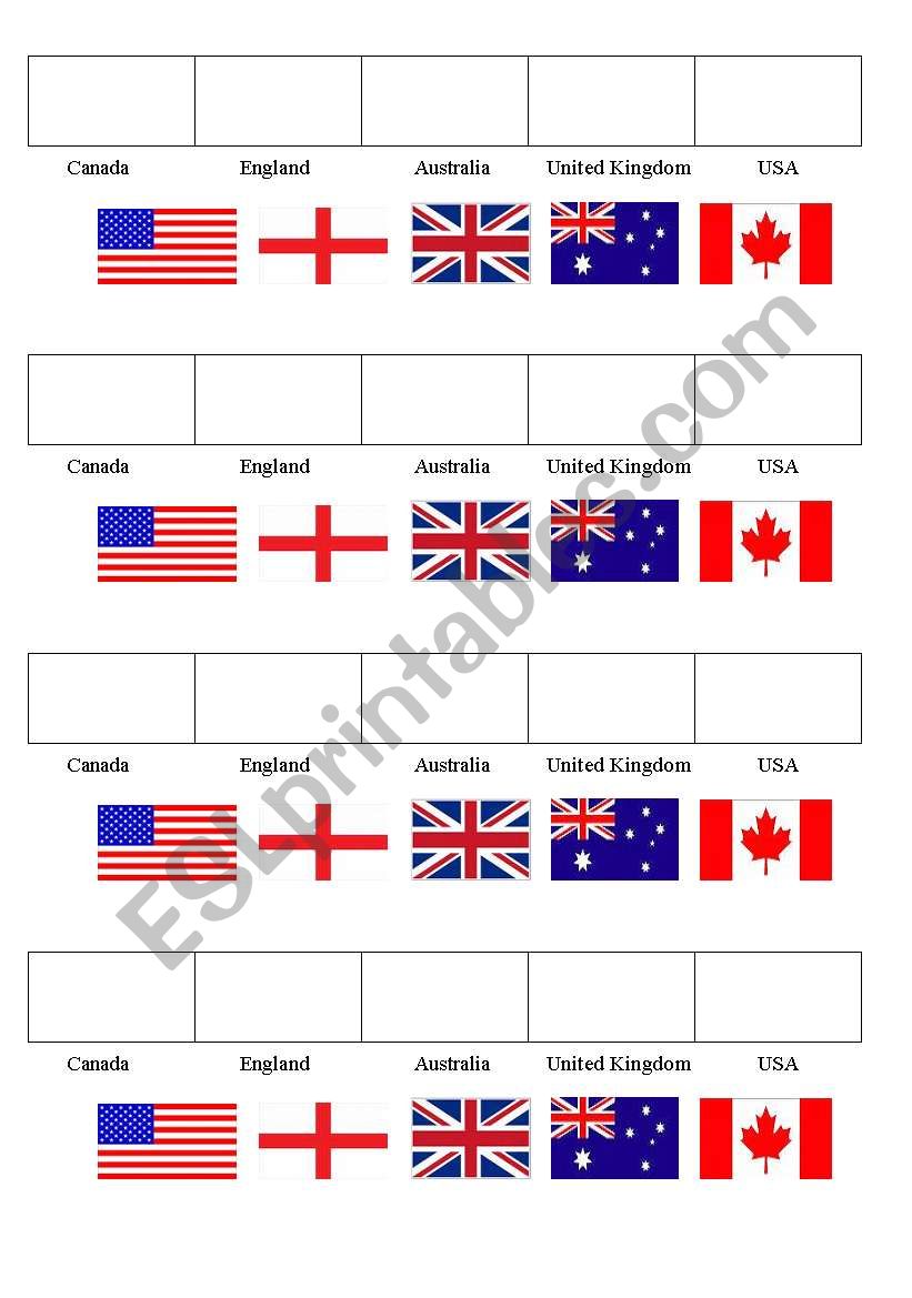 Flags worksheet