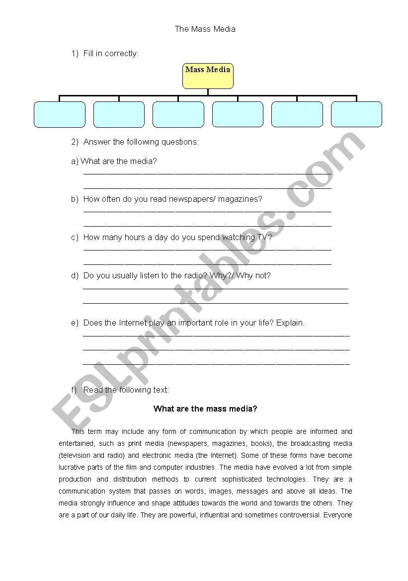 The media worksheet