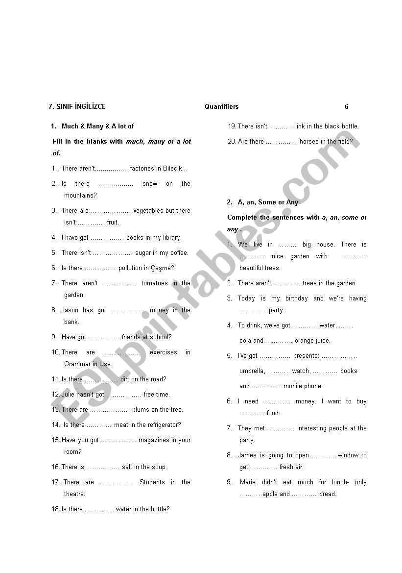 Quantifiers worksheet