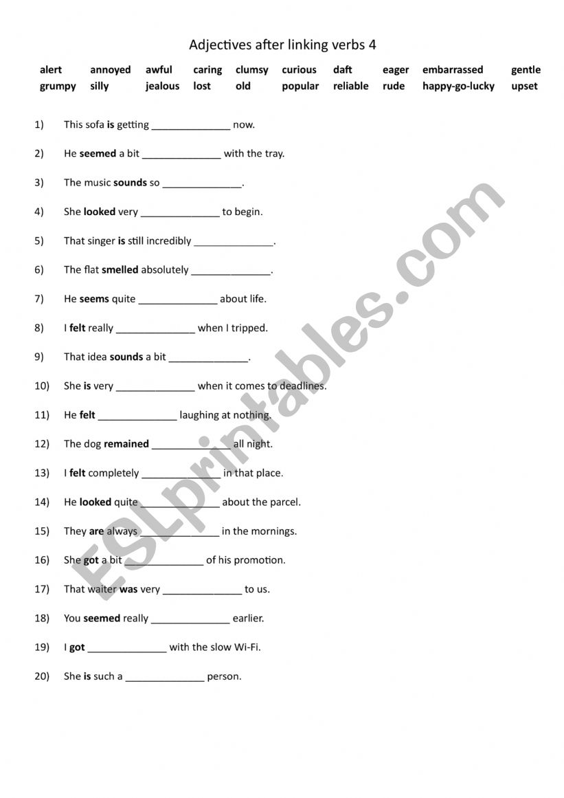 A2-B1 Adjectives after linking verbs 4