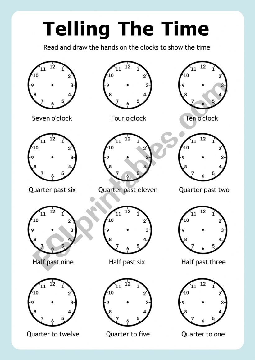 Telling the time worksheet