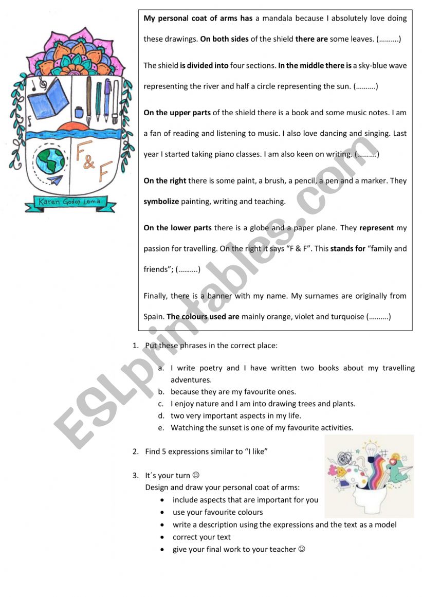 My coat of arms worksheet