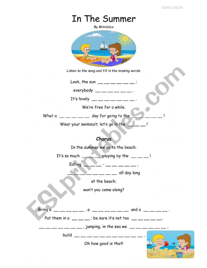In the Summer worksheet