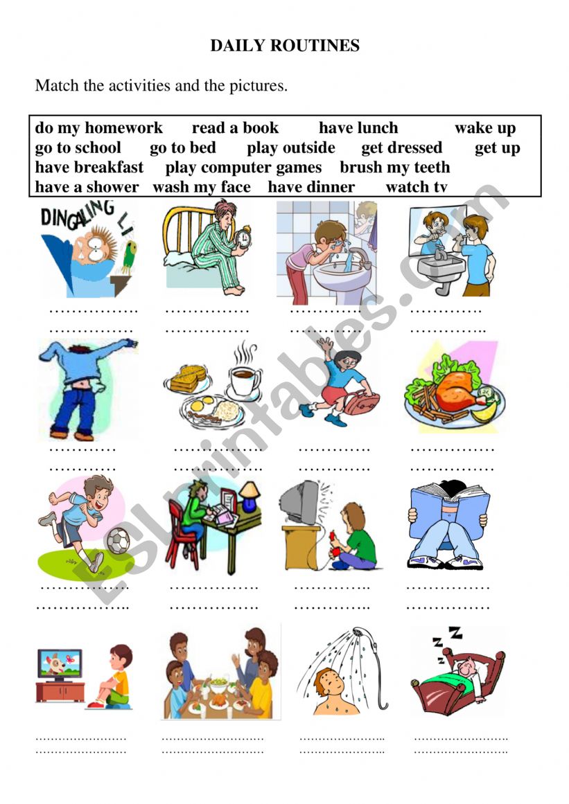 daily routine worksheet