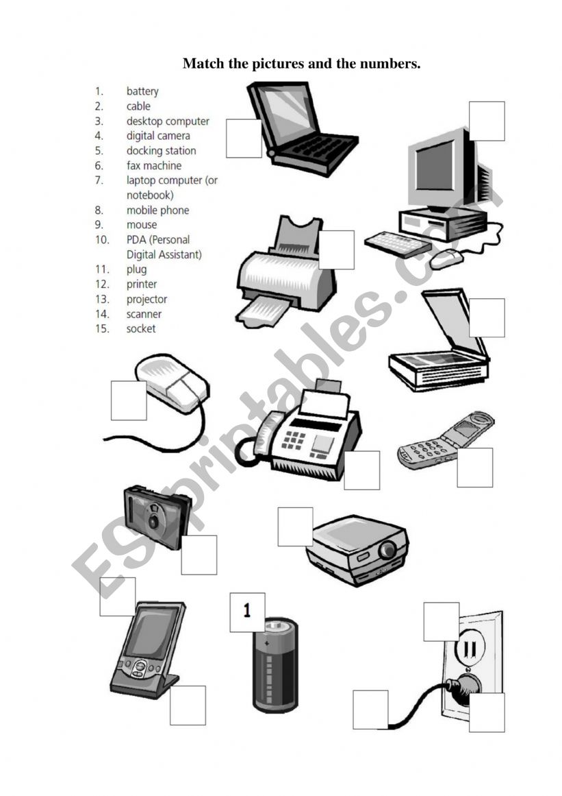 Computer Parts worksheet