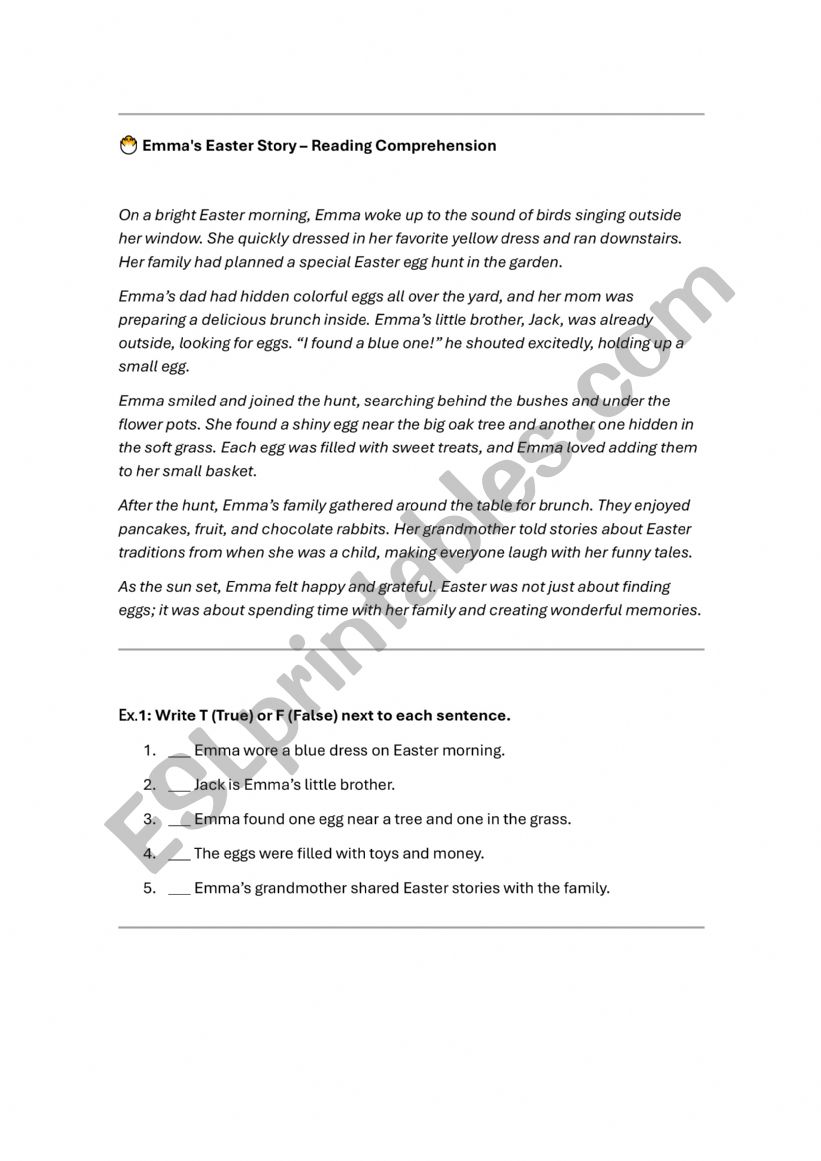 Easter worksheet