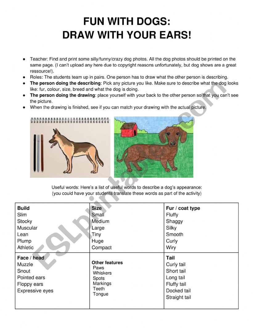 ESL Dog show worksheet