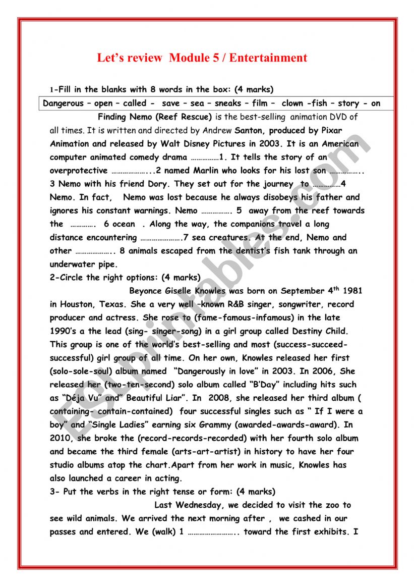 Let�s Review Module 5 / Entertainment 