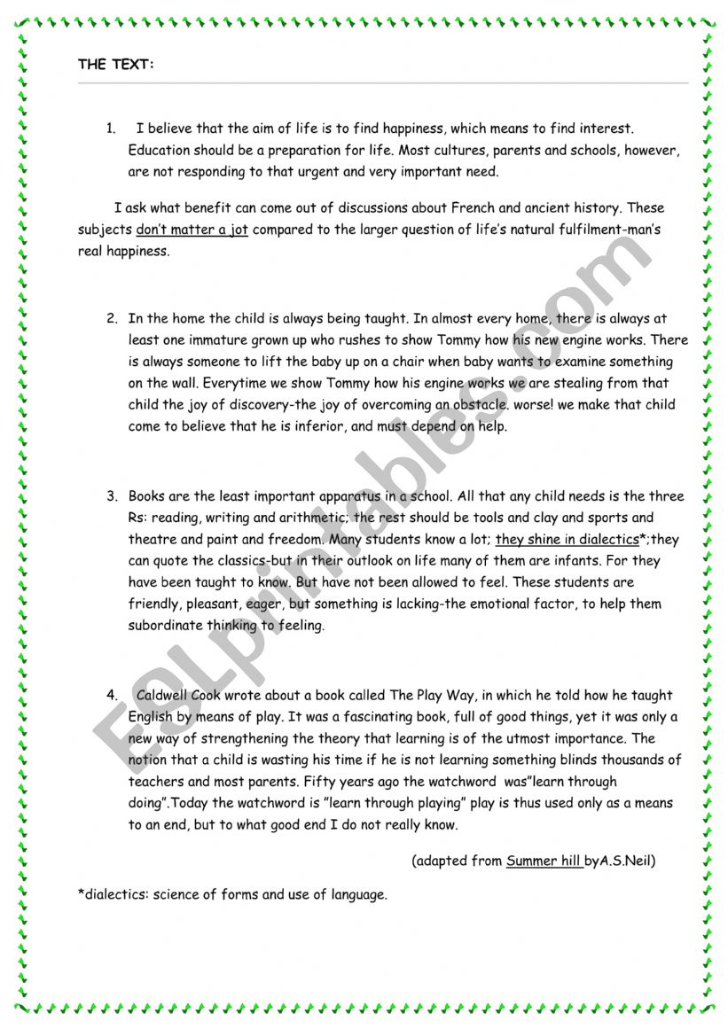 End-of-term test 3 worksheet