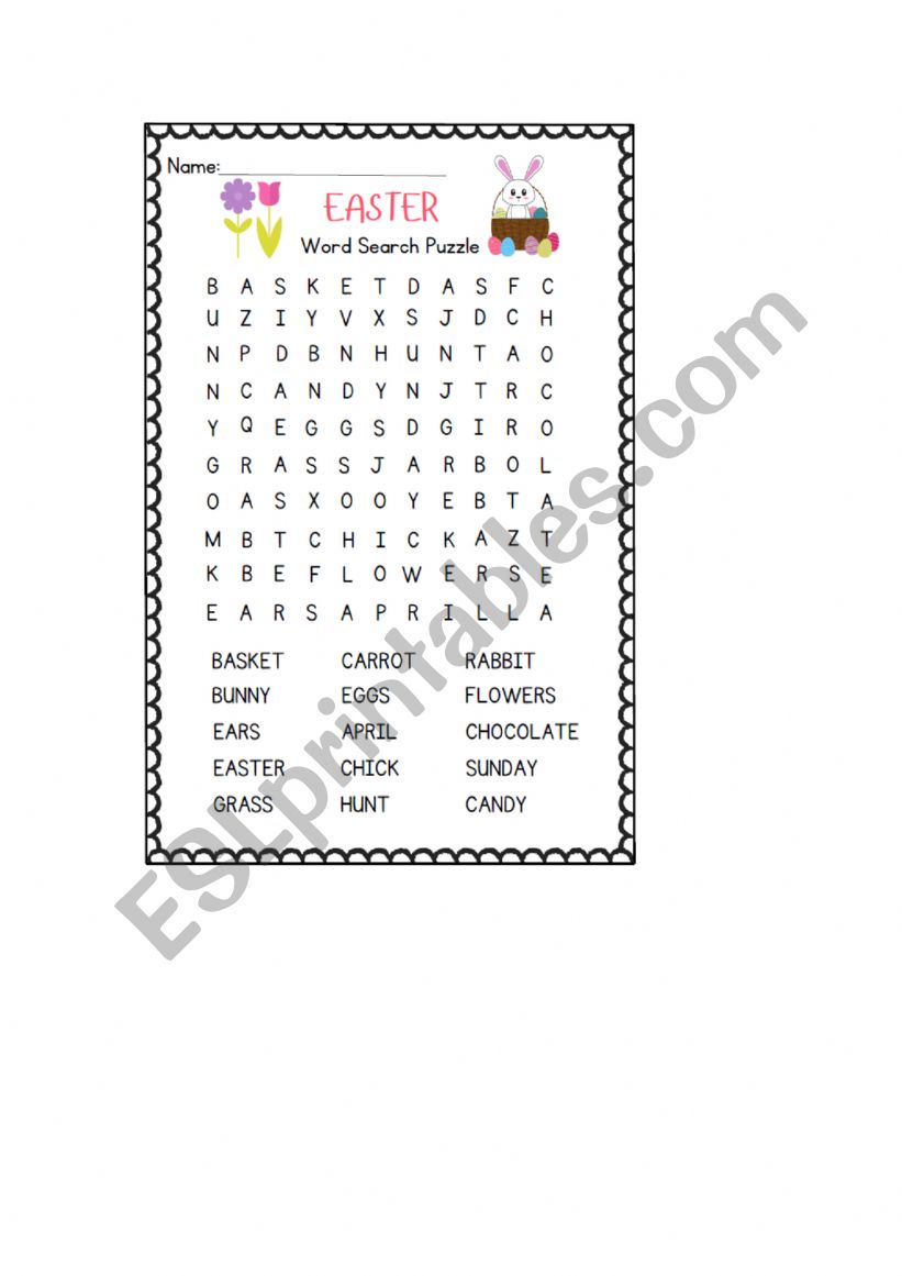 Word search EASTER worksheet