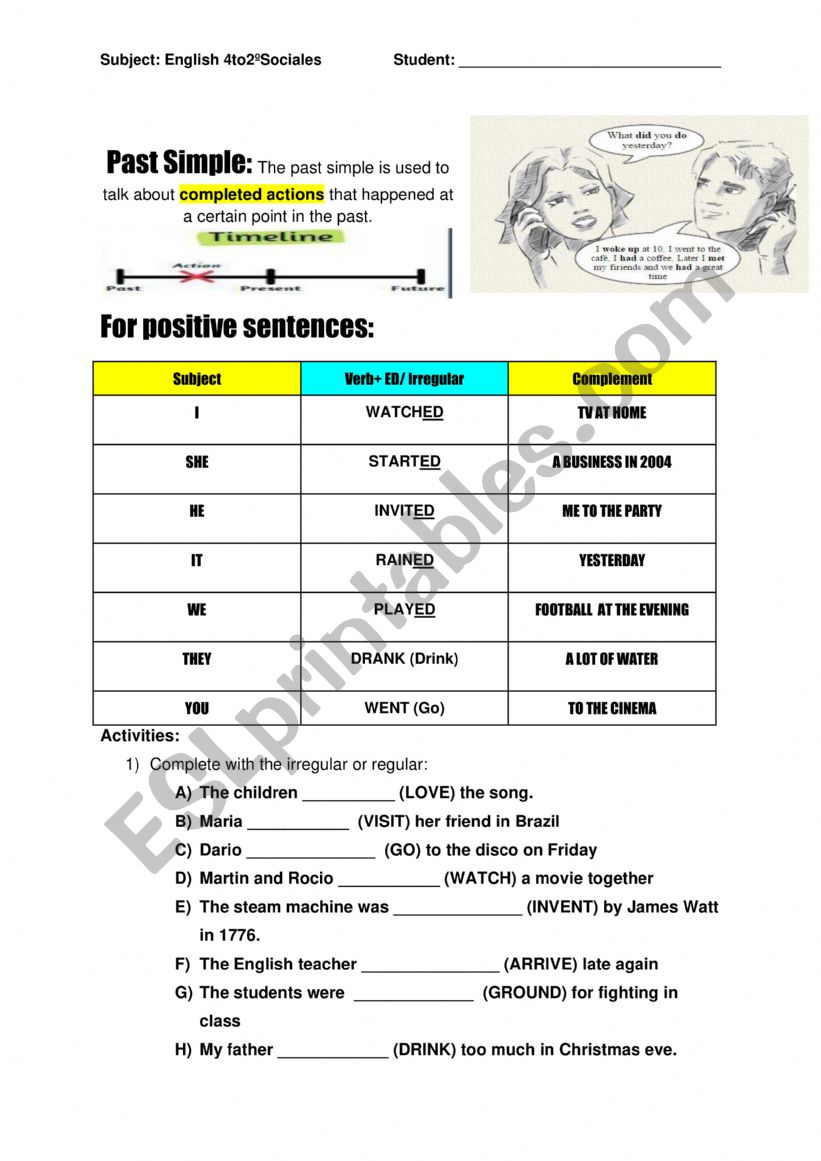 Past Simple-Activities worksheet