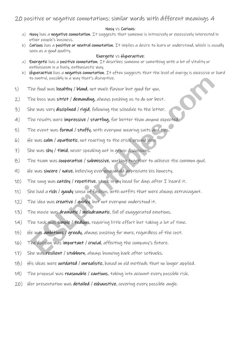 20 positive or negative connotations similar words with different meanings 4