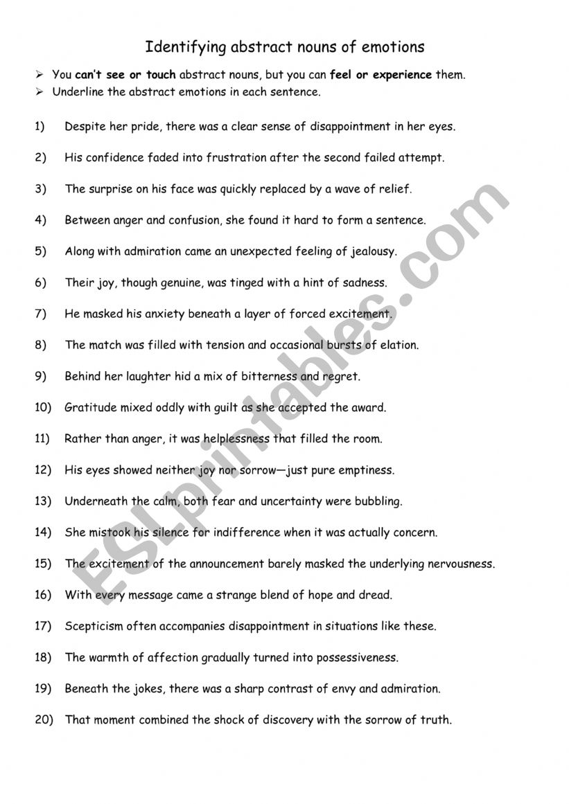 B1-B2 Identifying abstract nouns of emotions